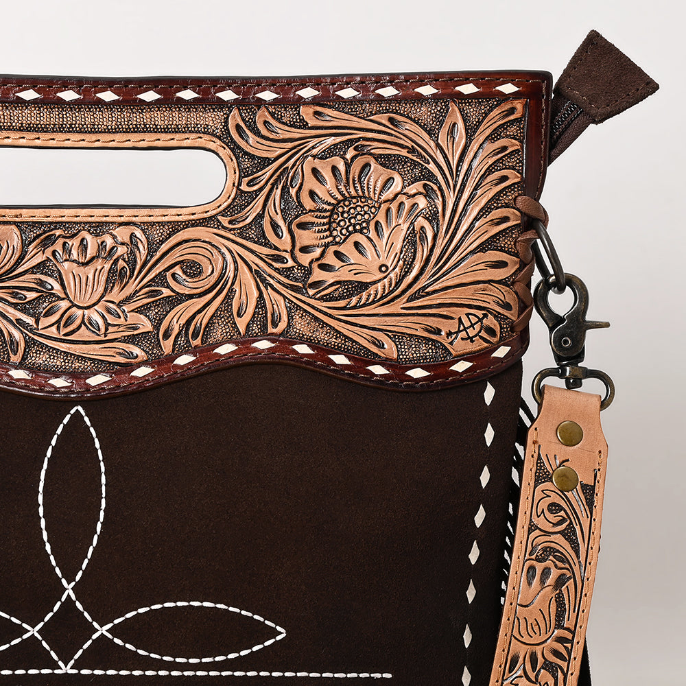 American Darling Crossbody Hand Tooled Genuine Suede Leather Women Bag Western Handbag Purse