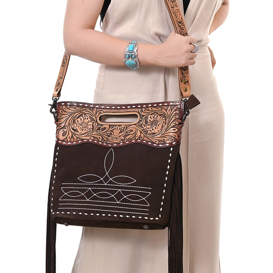 American Darling Crossbody Beautifully Hand Tooled Genuine Leather Women's Bag Western Handbag Purse| Bag