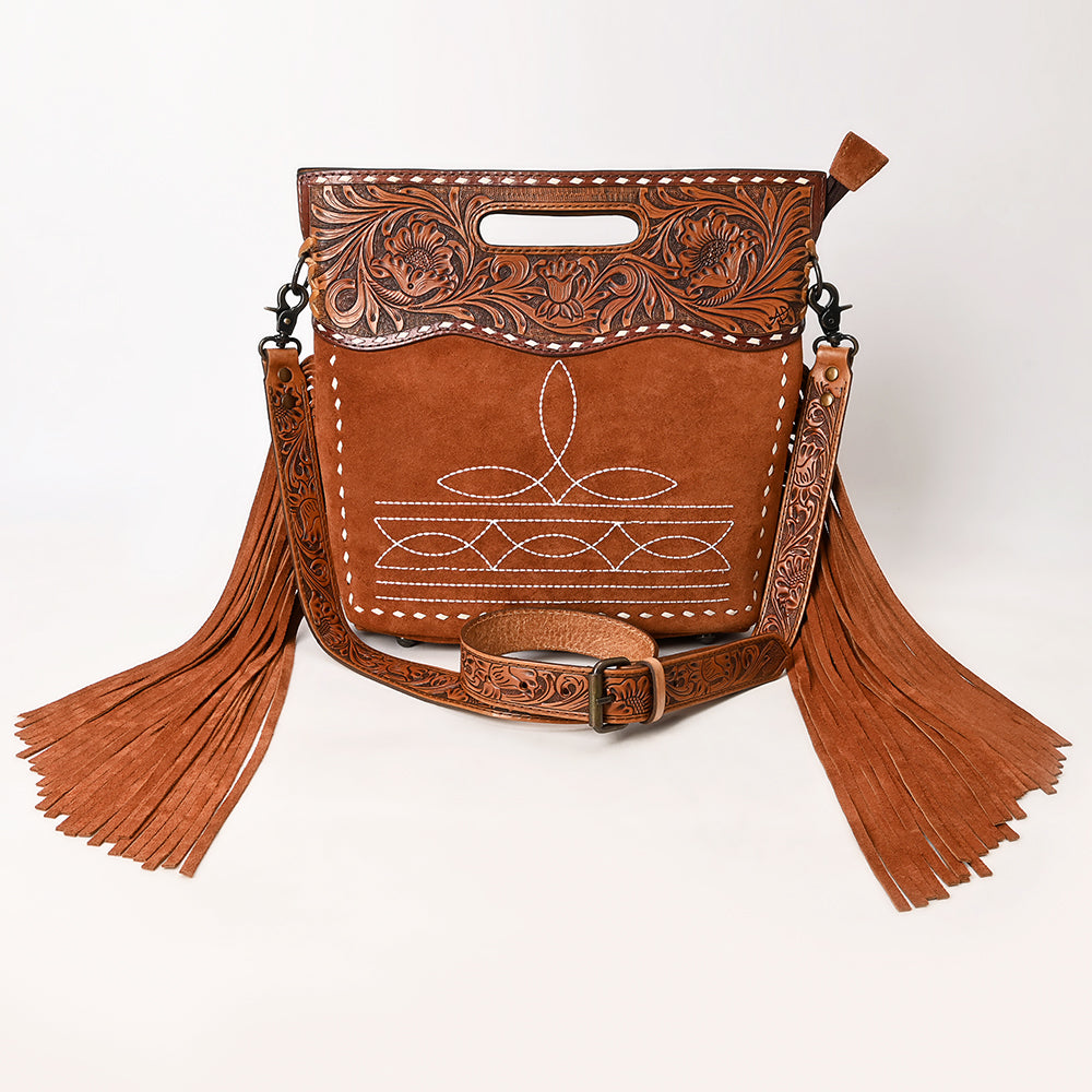 American Darling Crossbody Hand Tooled Genuine Suede Leather Women Bag Western Handbag Purse