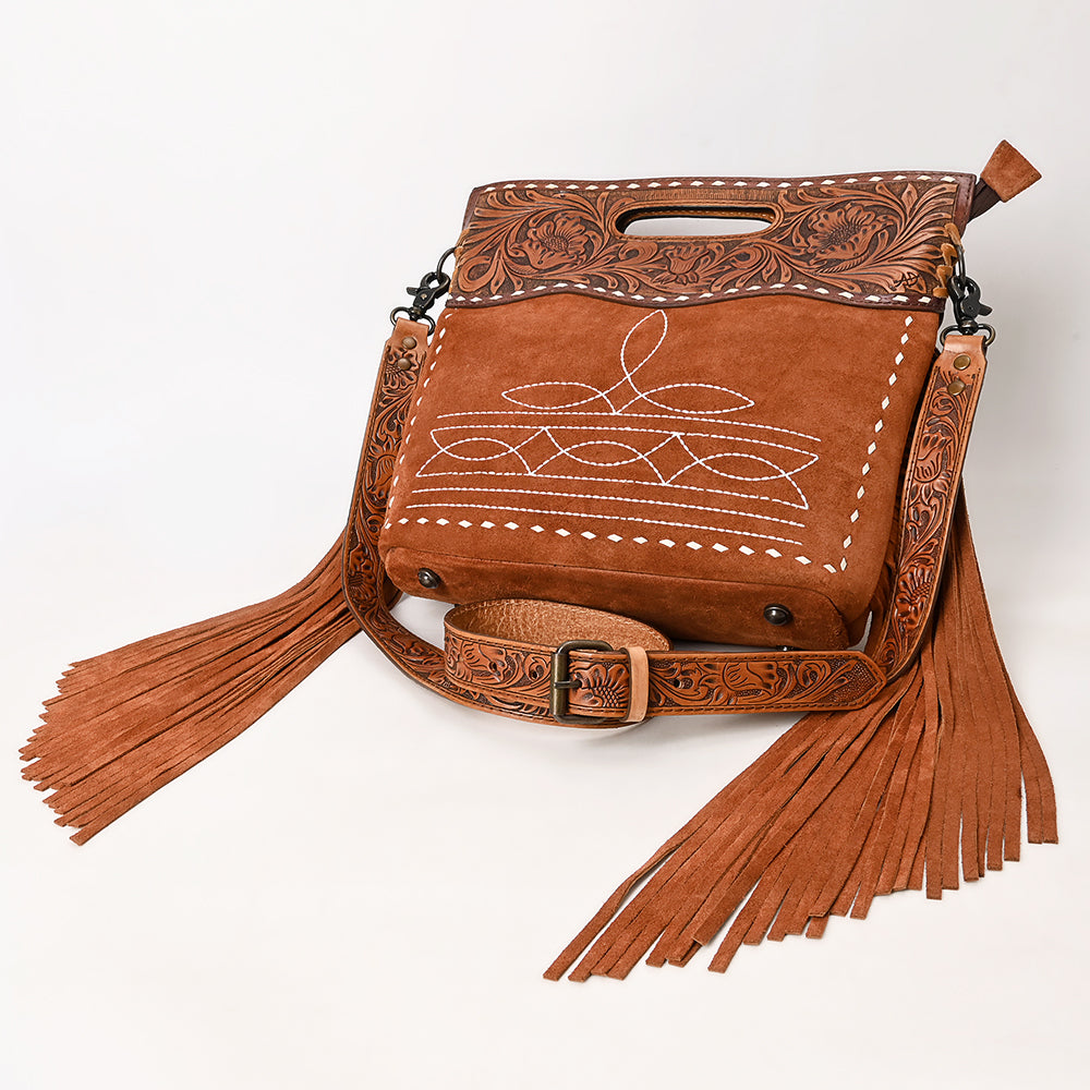 American Darling Crossbody Hand Tooled Genuine Suede Leather Women Bag Western Handbag Purse