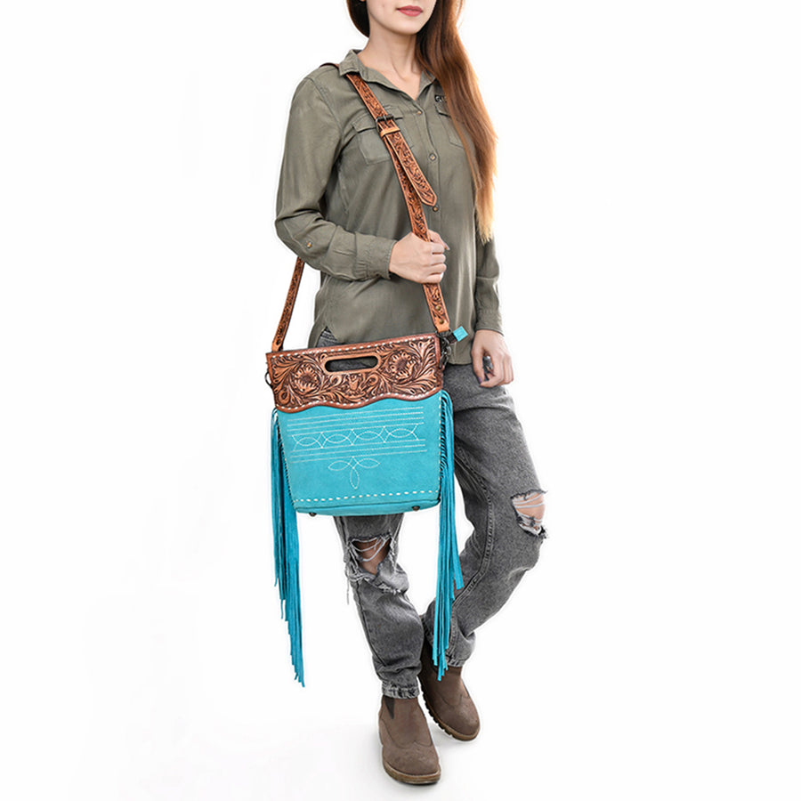 American Darling Crossbody Beautifully Hand Tooled Genuine Leather Women's Bag Western Handbag Purse| Bag