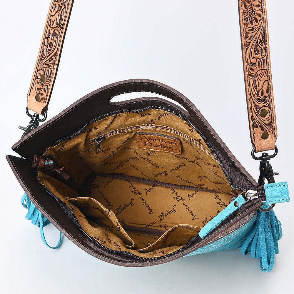American Darling Crossbody Hand Tooled Genuine Suede Leather Women Bag Western Handbag Purse