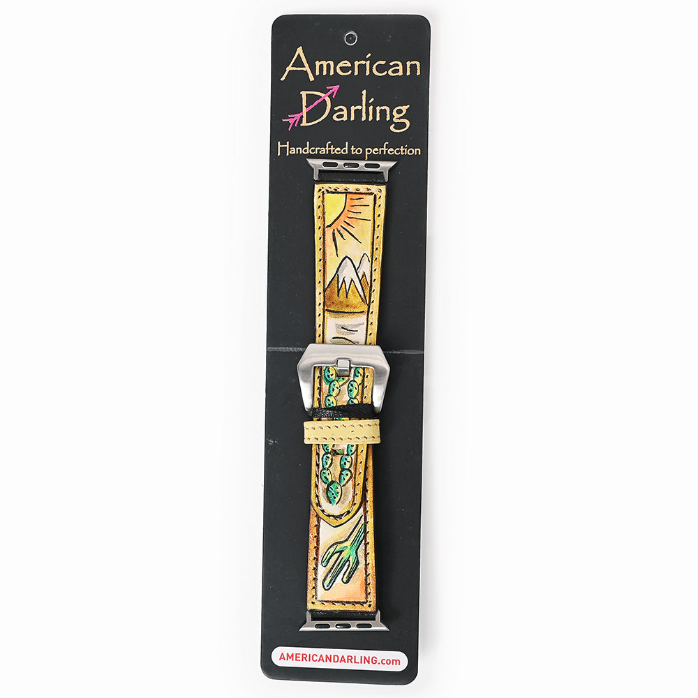 American Darling I watch Strap Genuine Leather With Beautiful Cactus Hand Painted Smart