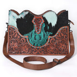 American Darling Crossbody Hand Tooled Hair On Genuine Leather Women Bag Western Handbag Purse
