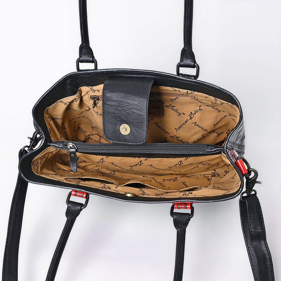 American Darling Western Hand Tooled Leather Tote Bag – Premium Floral Carved Genuine Leather, Spacious Everyday Tote with YKK Zipper & Durable Construction