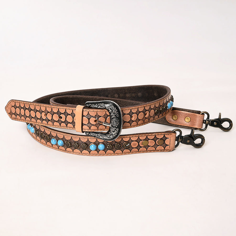 American Darling Hand Tooled Genuine Leather Crossbody Handle Strap for Bag