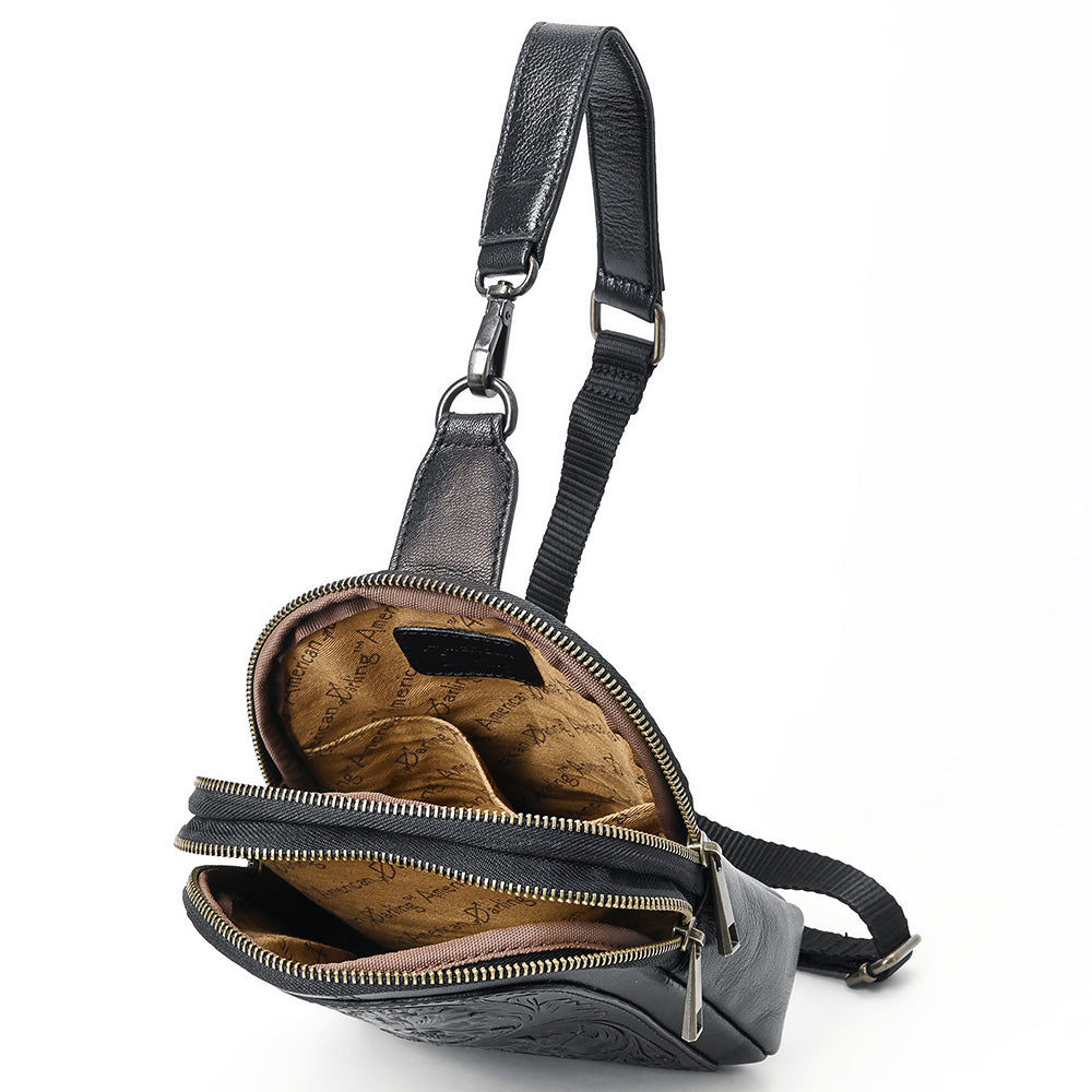 American Darling Sling Hand Tooled Genuine Leather Women Bag Western Handbag Purse | Fanny