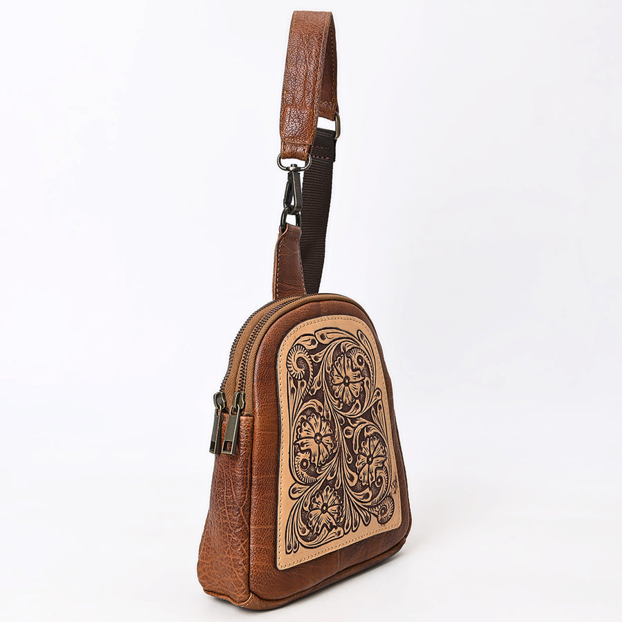 American Darling Sling Hand Tooled Genuine Leather Women Bag Western Handbag Purse | Fanny