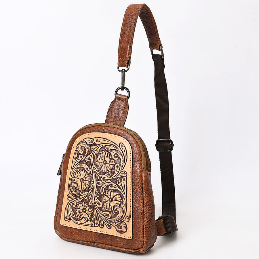 American Darling Sling Hand Tooled Genuine Leather Women Bag Western Handbag Purse | Fanny - Uhorse