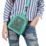 American Darling Sling Hand Tooled Genuine Leather Women Bag Western Handbag Purse | Fanny