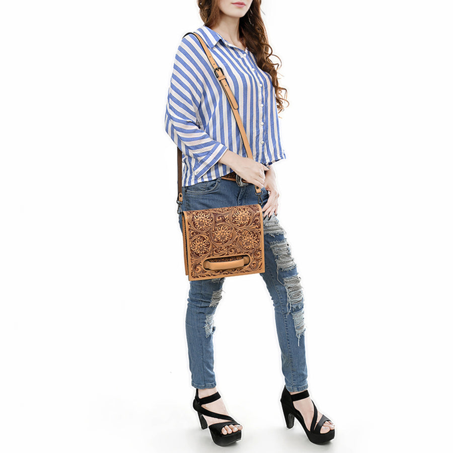 American Darling Small Crossbody Beautifully Hand Tooled Genuine Leather Women Bag Western Handbag Purse