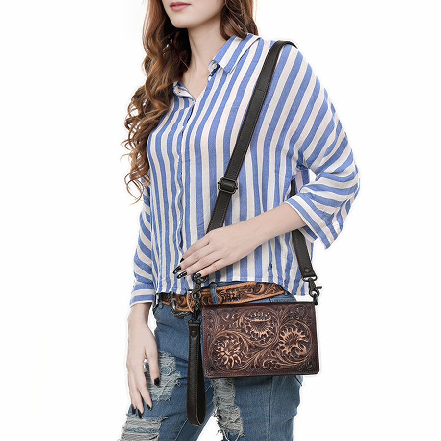 American Darling Wallet Beautifully Hand Tooled Genuine Leather Women Bag Western Handbag Purse | Handbags
