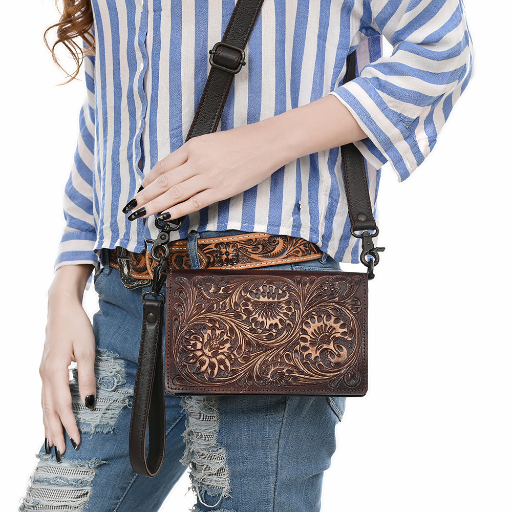American Darling Wallet Beautifully Hand Tooled Genuine Leather Women Bag Western Handbag Purse | Handbags