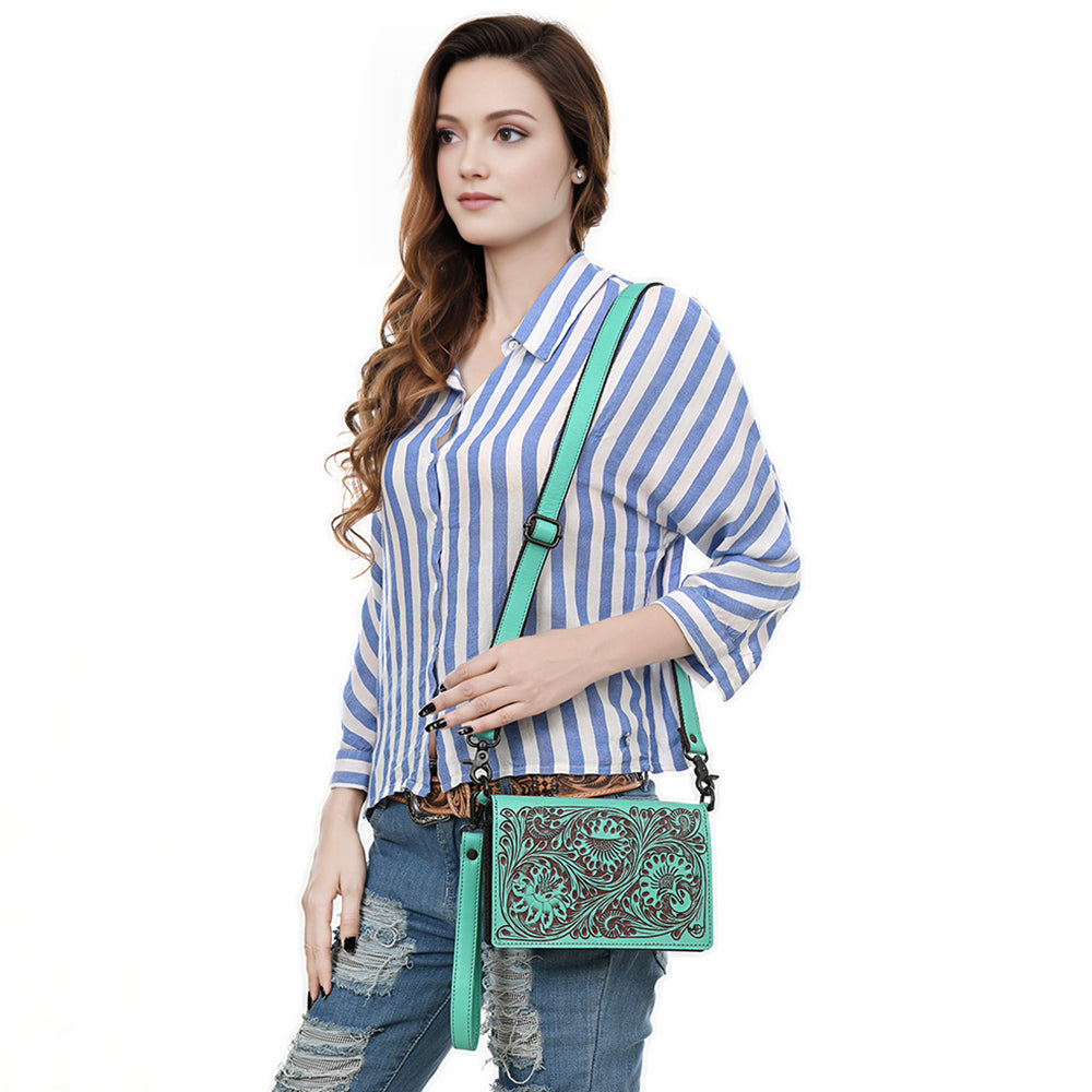 American Darling Wallet Beautifully Hand Tooled Genuine Leather Women Bag Western Handbag Purse | Handbags
