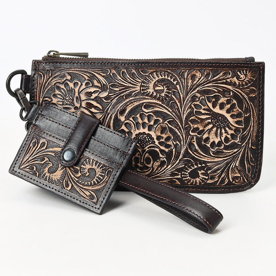 American Darling Wristlet Beautifully Hand Tooled Genuine Leather Women Bag Western Handbag Purse