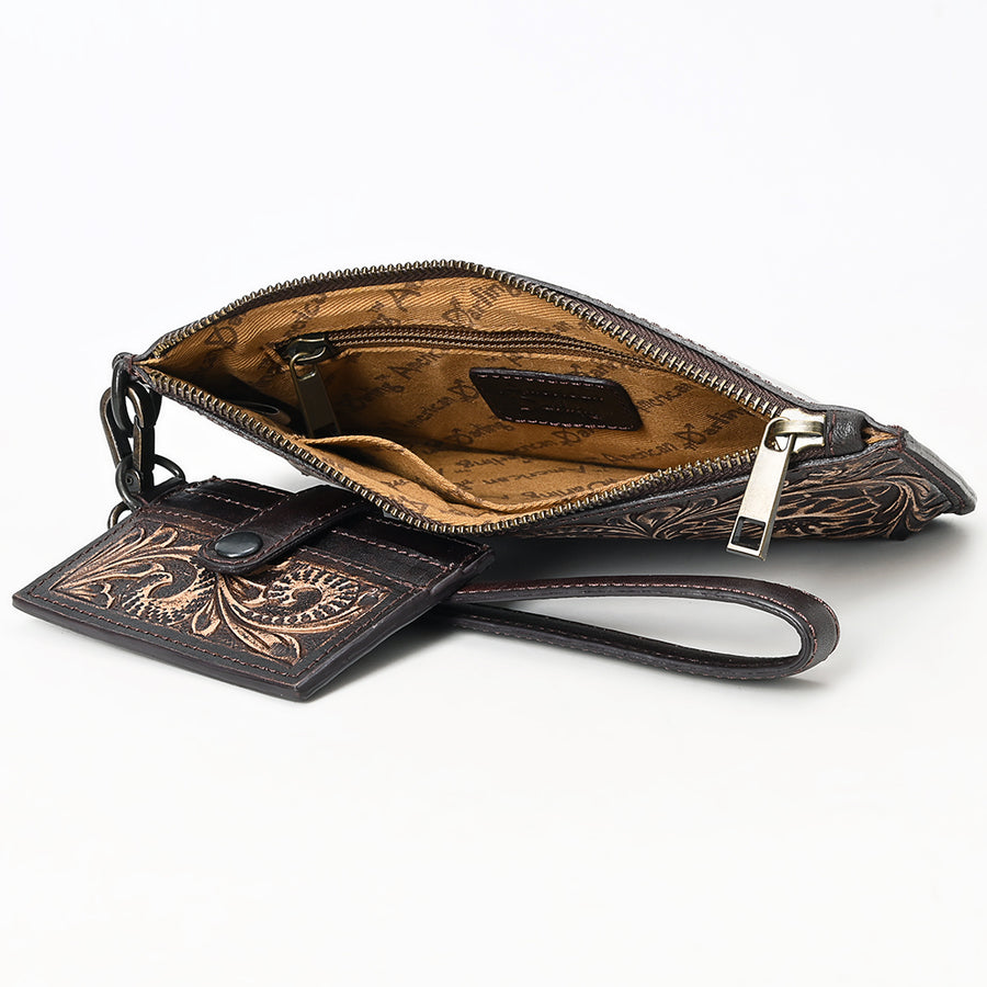 American Darling Wristlet Beautifully Hand Tooled Genuine Leather Women Bag Western Handbag Purse