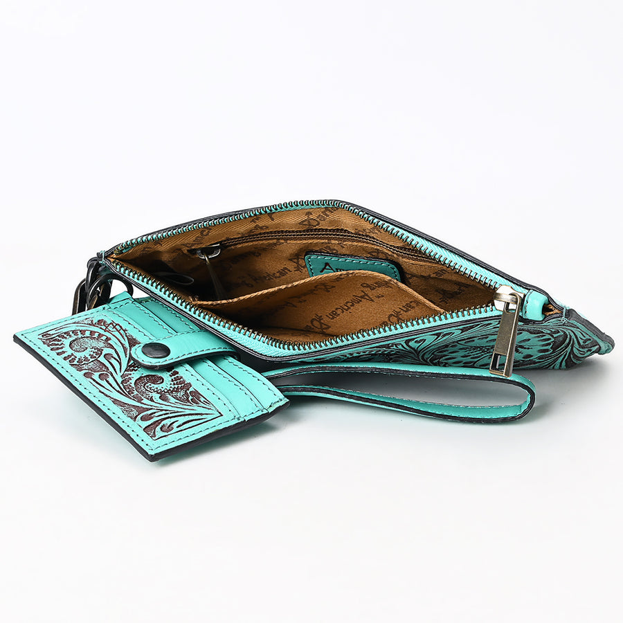 American Darling Wristlet Beautifully Hand Tooled Genuine Leather Women Bag Western Handbag Purse