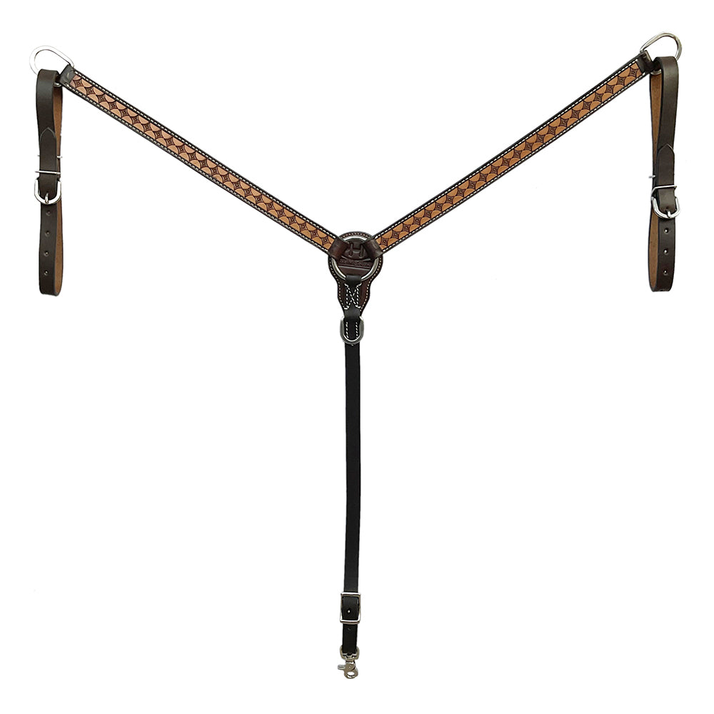 BAR H EQUINE Western Handtooled Leather Horse Headstall & Breast Collar Set