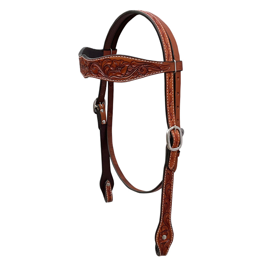 BAR H EQUINE Western Handtooled Leather Horse Headstall & Breast Collar Set | Tack