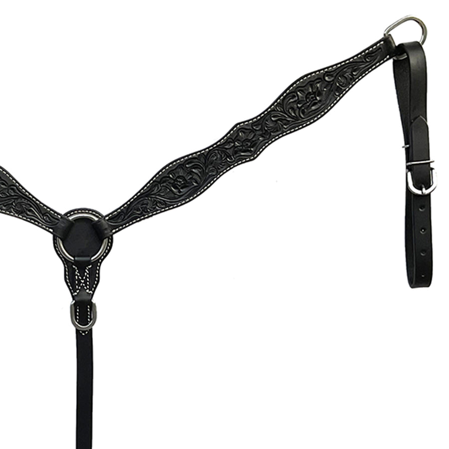 BAR H EQUINE Western Handtooled Leather Horse Headstall & Breast Collar Set | Tack