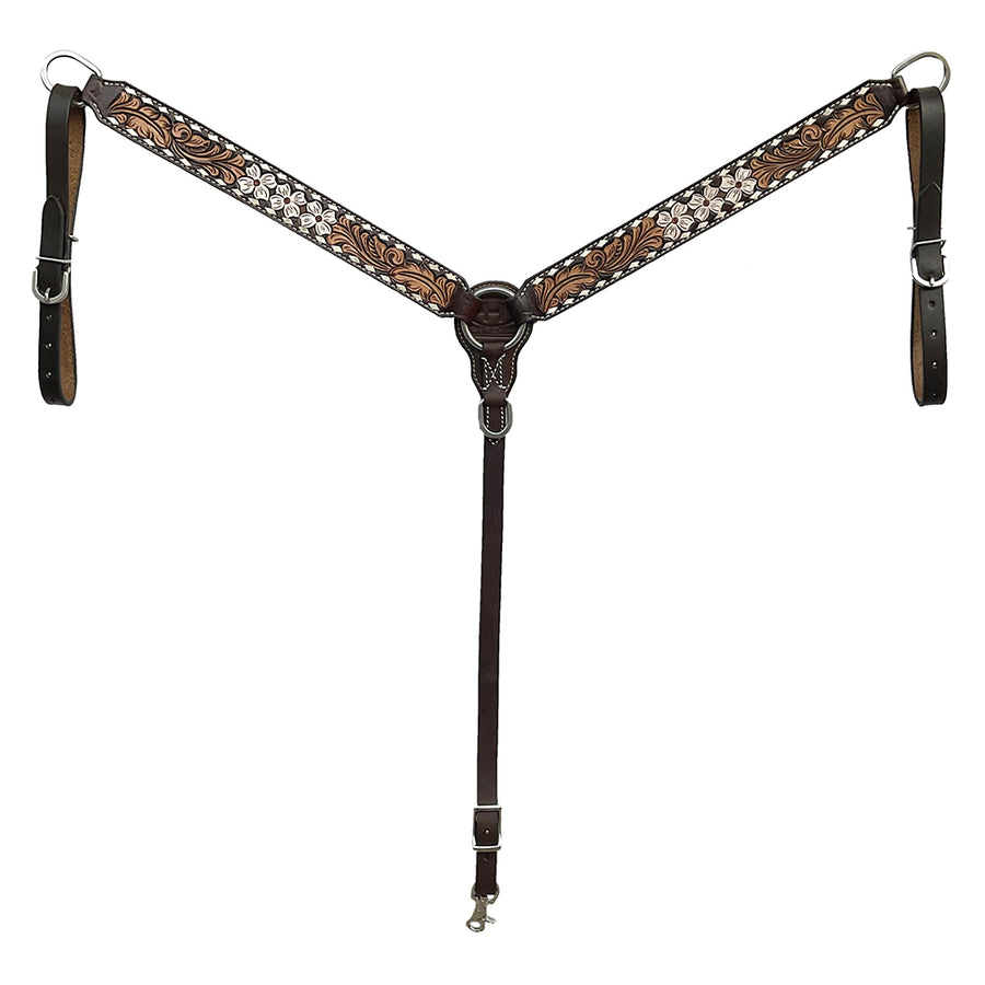 BAR H EQUINE Western Handtooled Leather Horse Headstall & Breast Collar Set | Tack