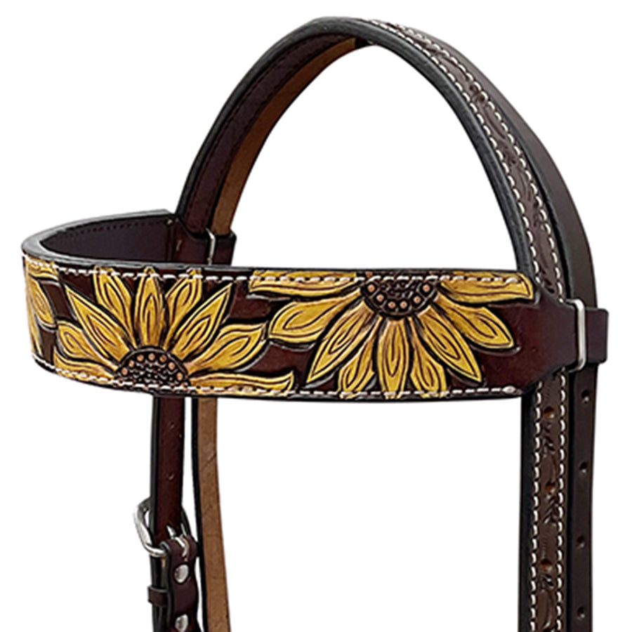 BAR H EQUINE Western Handtooled Leather Horse Headstall & Breast Collar Set | Tack