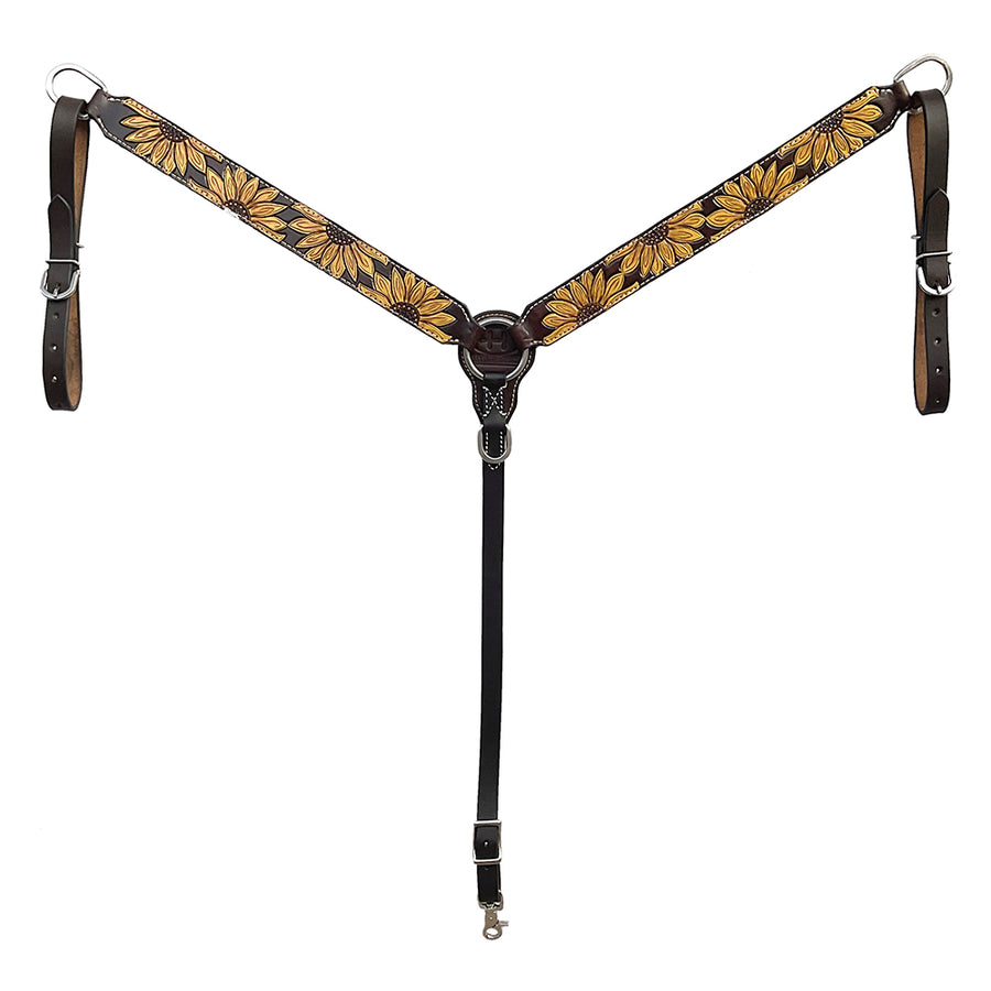 BAR H EQUINE Western Handtooled Leather Horse Headstall & Breast Collar Set | Tack