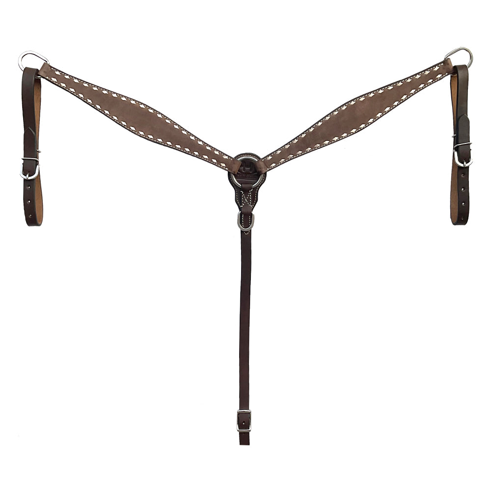 BAR H EQUINE Western Handtooled Leather Horse Headstall & Breast Collar Set