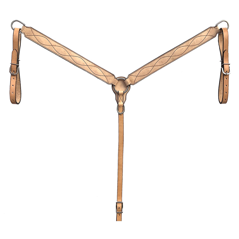 BAR H EQUINE Western Handtooled Leather Horse Headstall & Breast Collar Set