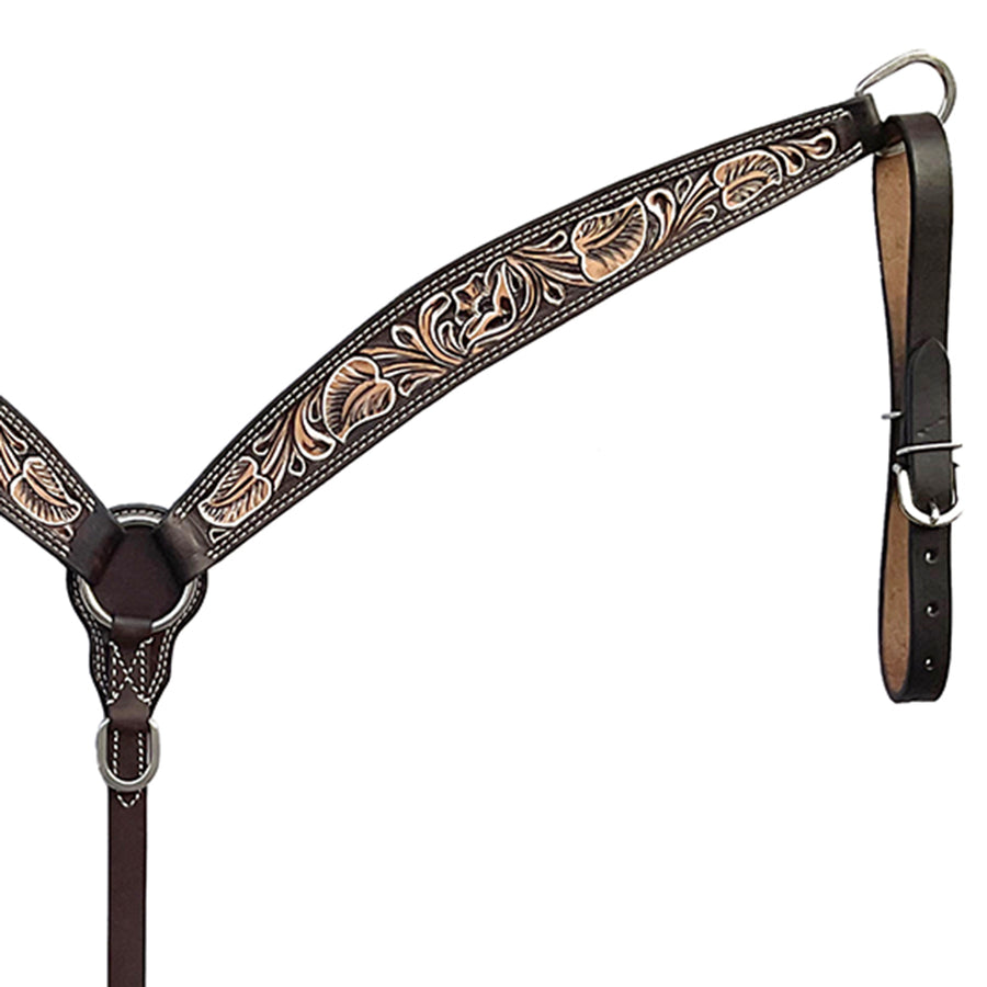 BAR H EQUINE Western Handtooled Leather Horse Headstall & Breast Collar Set | Tack