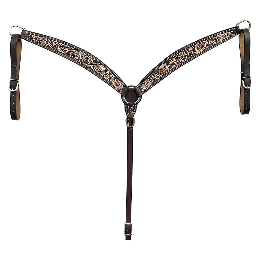 BAR H EQUINE Western Handtooled Leather Horse Headstall & Breast Collar Set | Tack