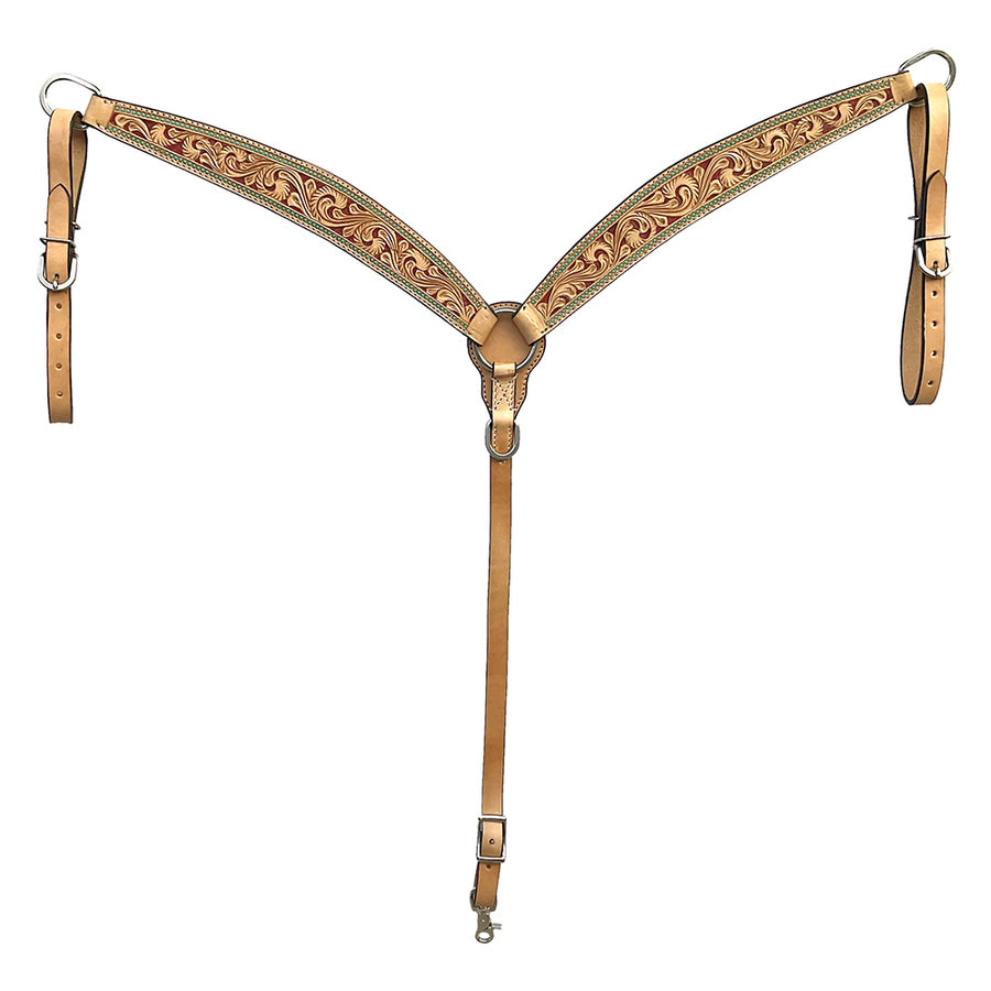 BAR H EQUINE Western Handtooled Leather Horse Headstall & Breast Collar Set | Tack