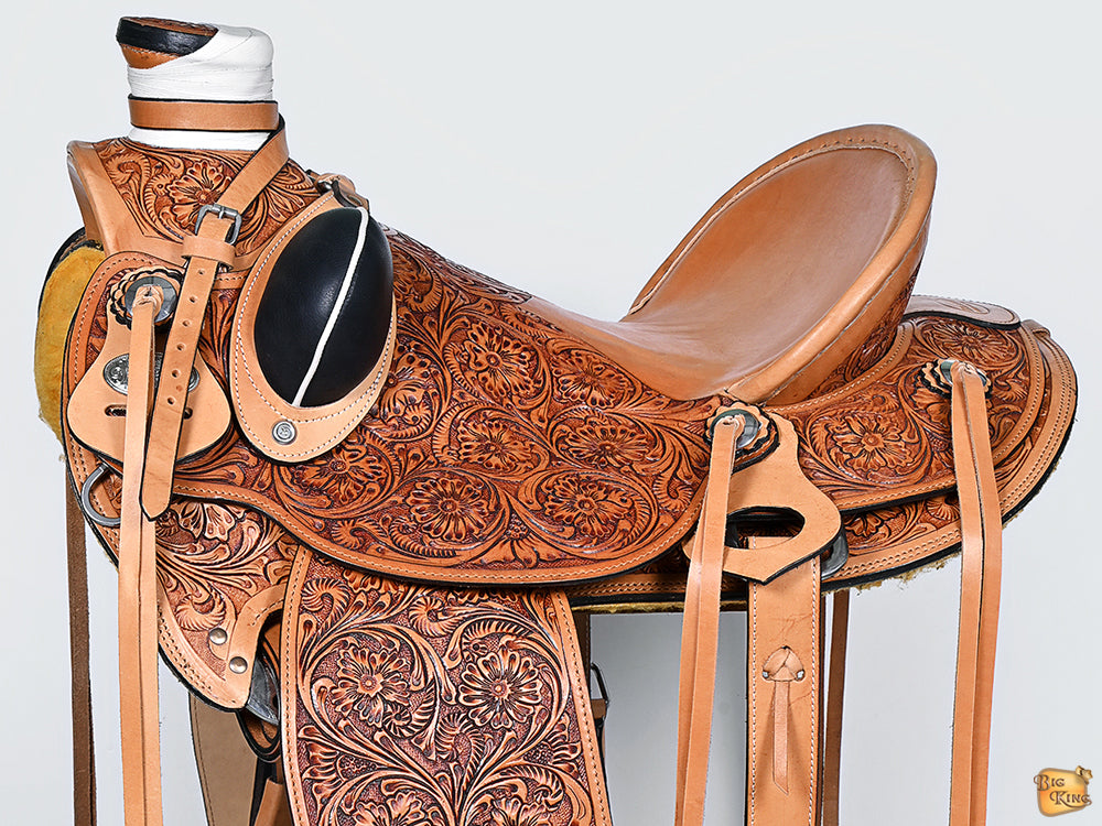 Hilason Western Horse Saddle Wade Ranch Roping American Leather Tan