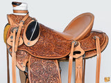 Hilason Western Horse Saddle Wade Ranch Roping American Leather Tan