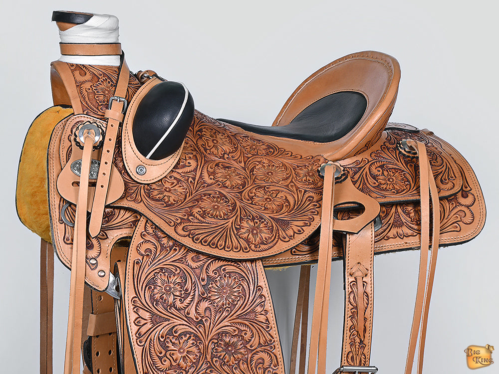 Hilason Western Horse Saddle Wade Ranch Roping American Leather Tan