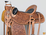 Hilason Western Horse Saddle Wade Ranch Roping American Leather Tan