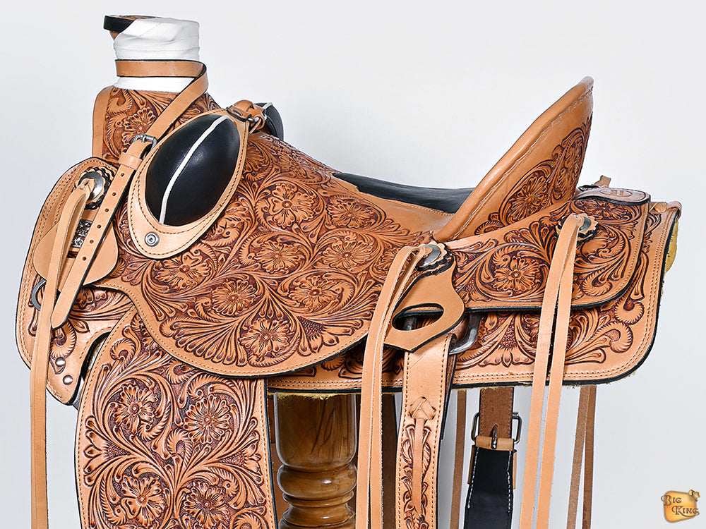 Hilason Western Horse Saddle Wade Ranch Roping American Leather Tan