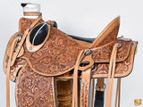 Hilason Western Horse Saddle Wade Ranch Roping American Leather Tan