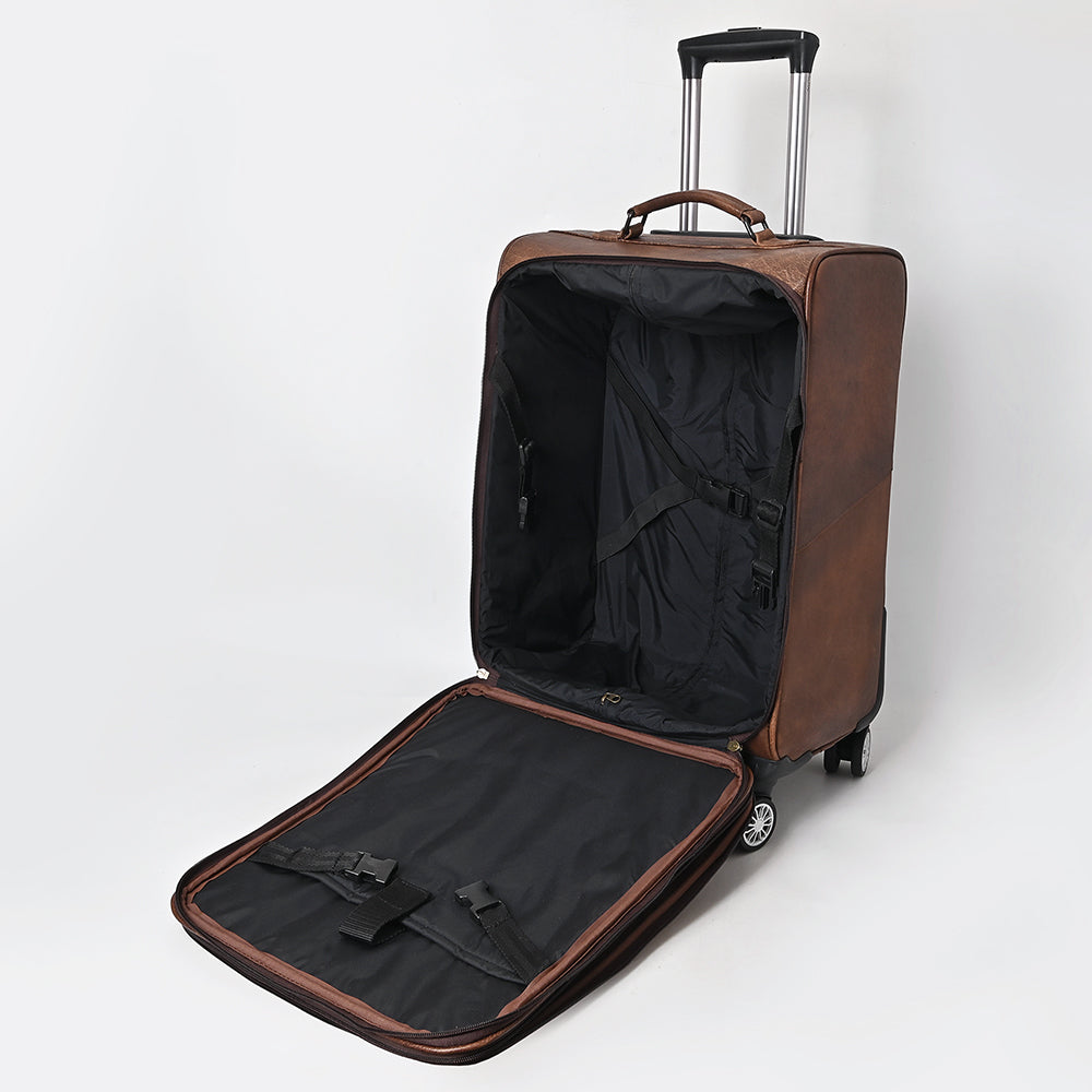 American Darling Travel Case Beautifully Hand Tooled Hair-On Genuine Leather women Trolley bag