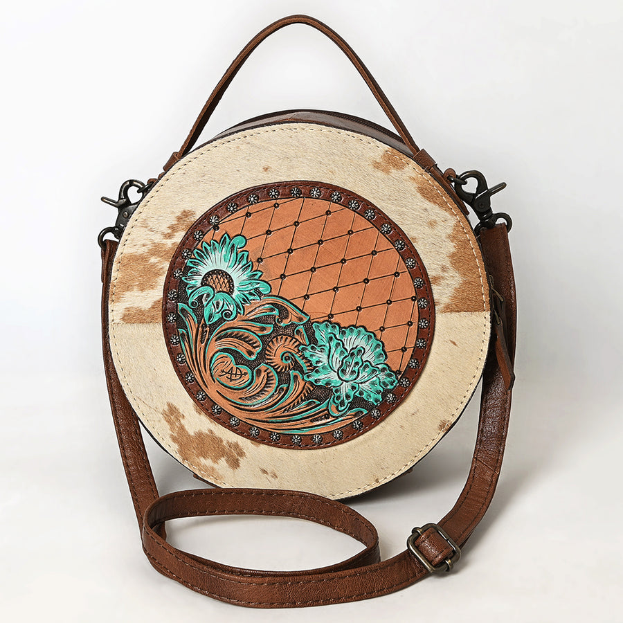 American Darling Canteen Hand Tooled Hair On Genuine Leather women bag western handbag purse