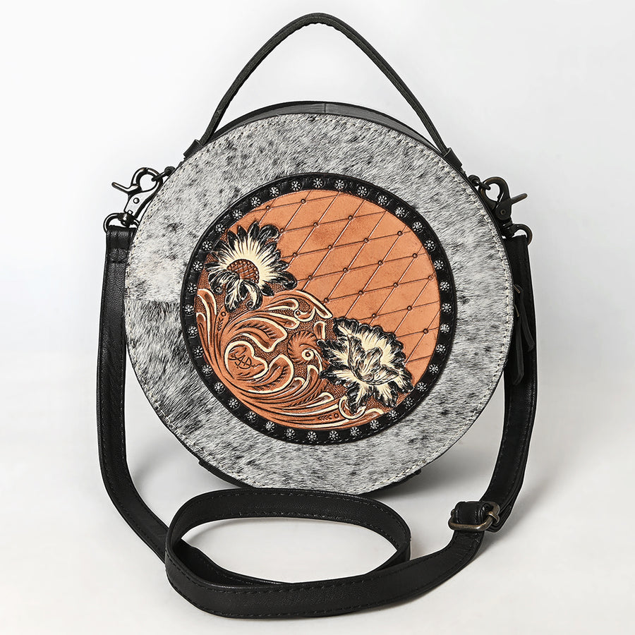 American Darling Canteen Hand Tooled Hair On Genuine Leather women bag western handbag purse