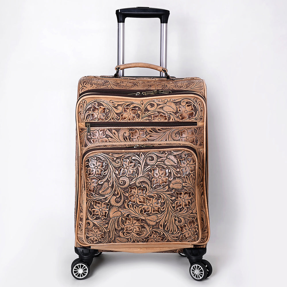 American Darling Travel Case Beautifully Hand Tooled Genuine Leather women Trolley bag