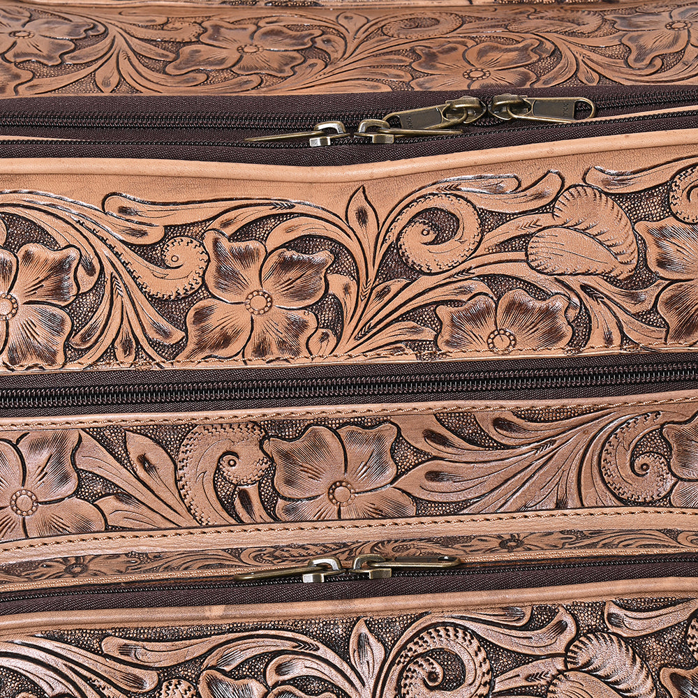 American Darling Travel Case Beautifully Hand Tooled Genuine Leather women Trolley bag