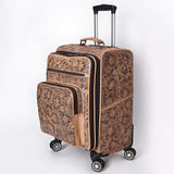 American Darling Travel Case Beautifully Hand Tooled Genuine Leather women Trolley bag