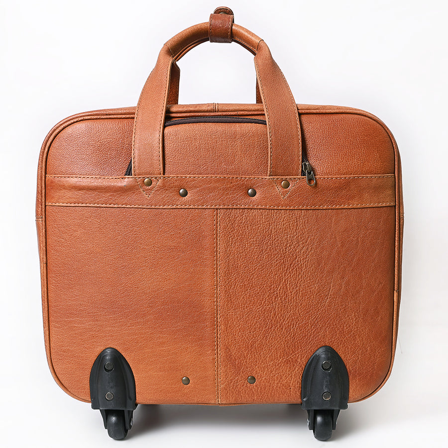 American Darling Western Leather Travel Case with Hand Tooled Floral Carving, Genuine Vegetable-Tanned Full-Grain Leather, Durable YKK Zippers & Multiple Compartments