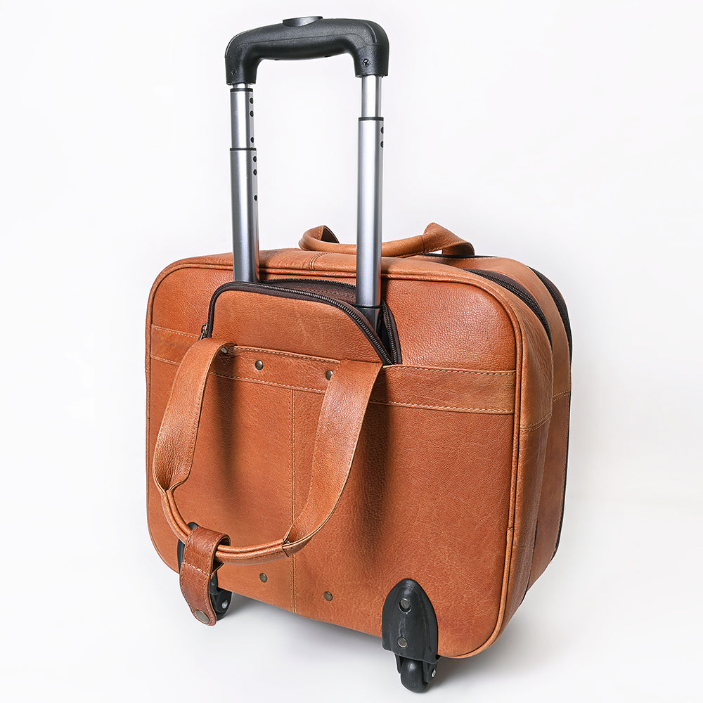 American Darling Travel Case Beautifully Hand Tooled Genuine Leather women Trolley bag
