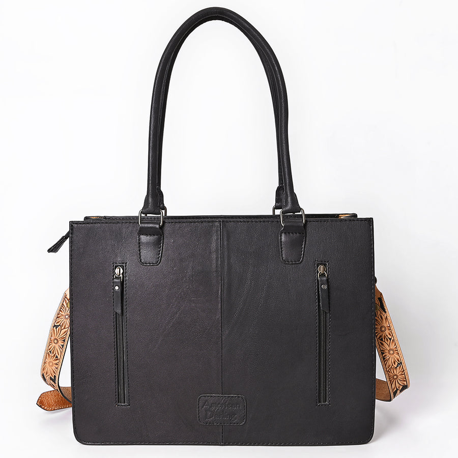 American Darling Western Tote Bag Hand-Tooled Floral Carved Genuine Crocodile-Embossed Leather with Premium Craftsmanship and Functional Everyday Design