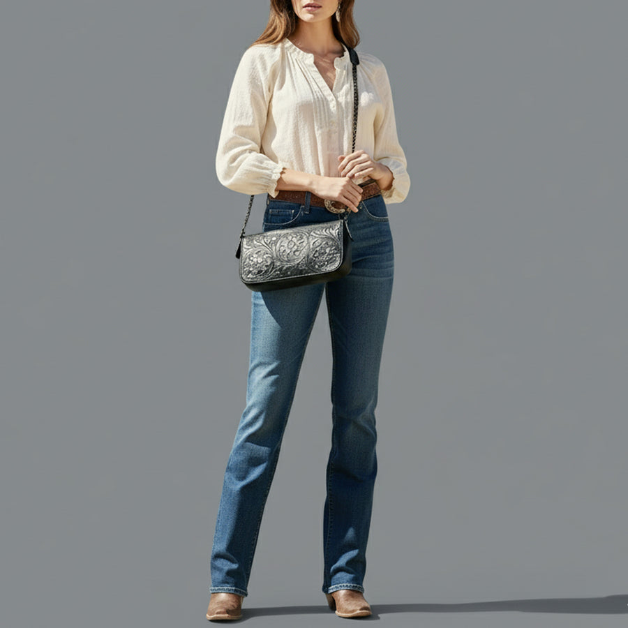 American Darling Small Crossbody Beautifully Hand Tooled Genuine Leather Women Bag Western Handbag Purse
