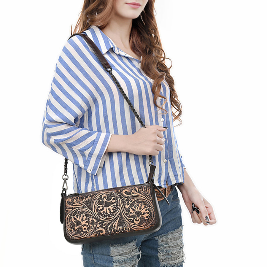 American Darling Small Crossbody Beautifully Hand Tooled Genuine Leather Women Bag Western Handbag Purse