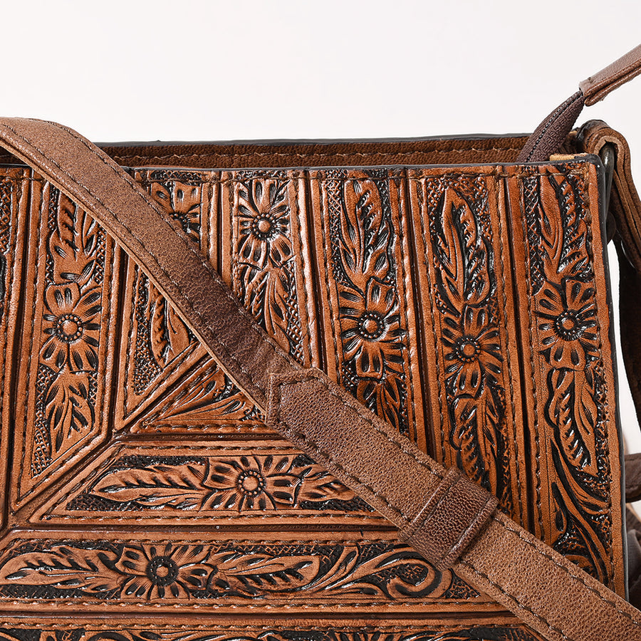 American Darling Hand-Tooled Small Cross Body Bag Genuine Leather Floral Carved Design with Premium Craftsmanship and Everyday Functionality